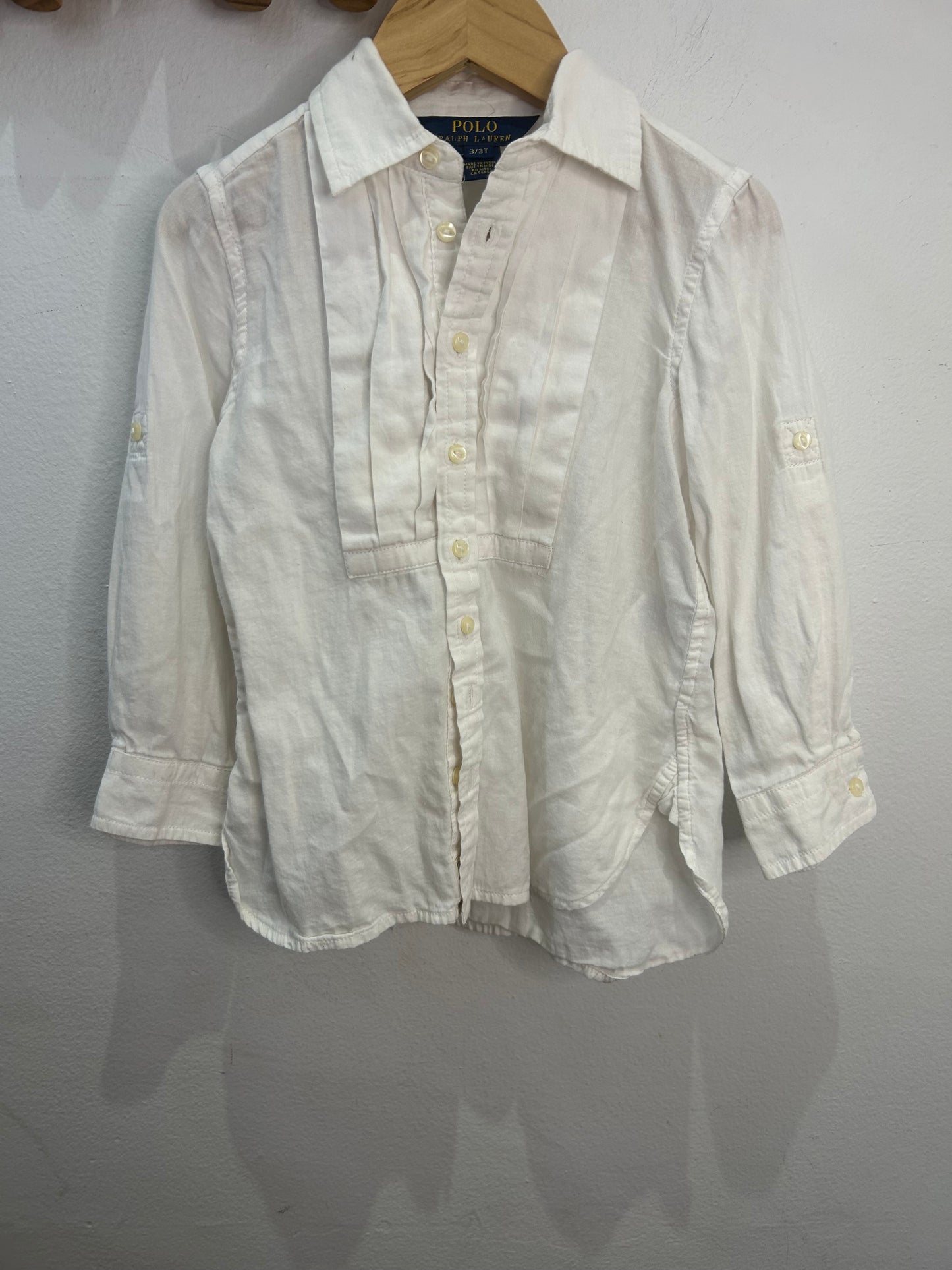 White pleat detail shirt 3y