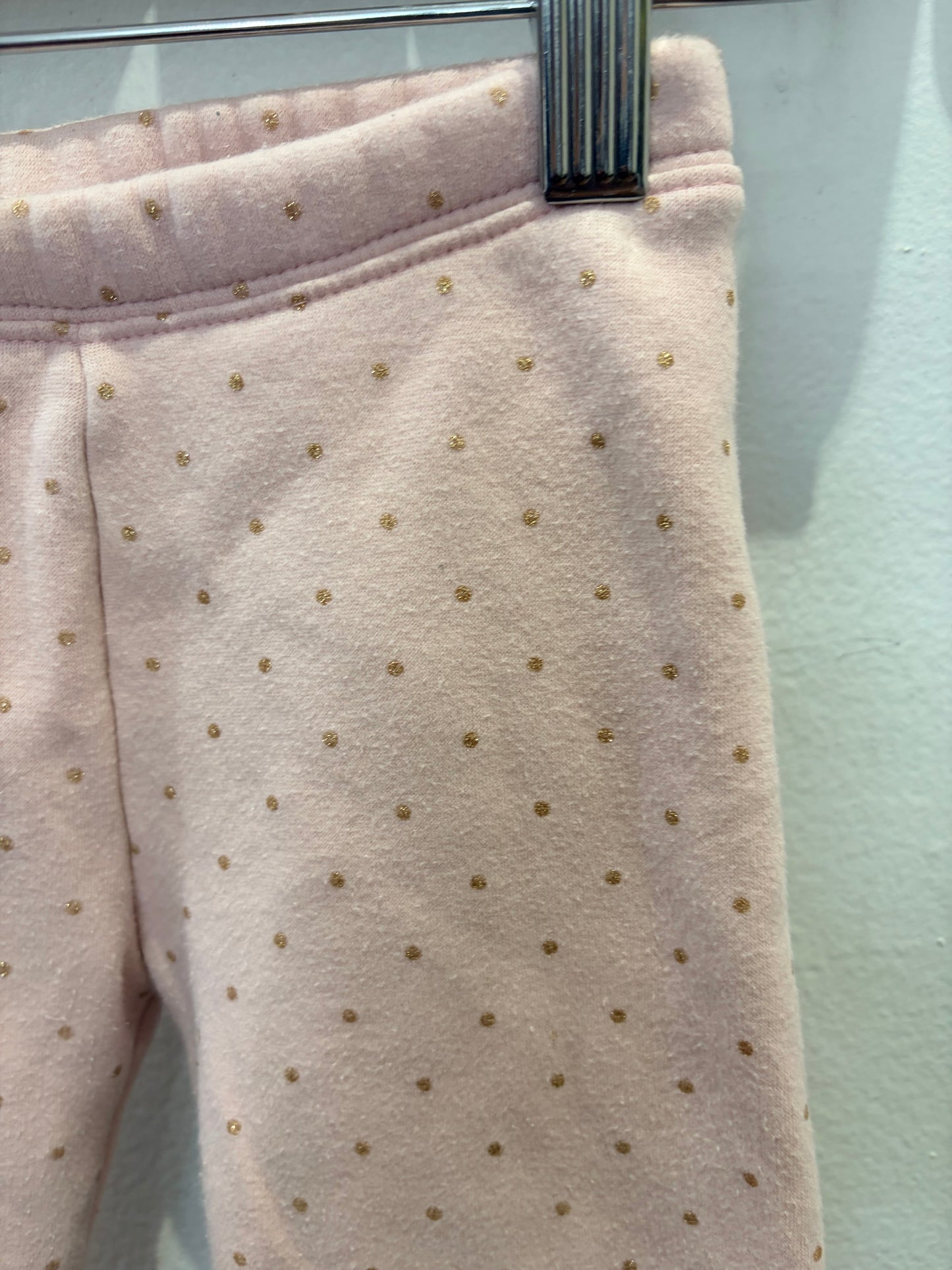 Pink dots fleece lined pants 3y