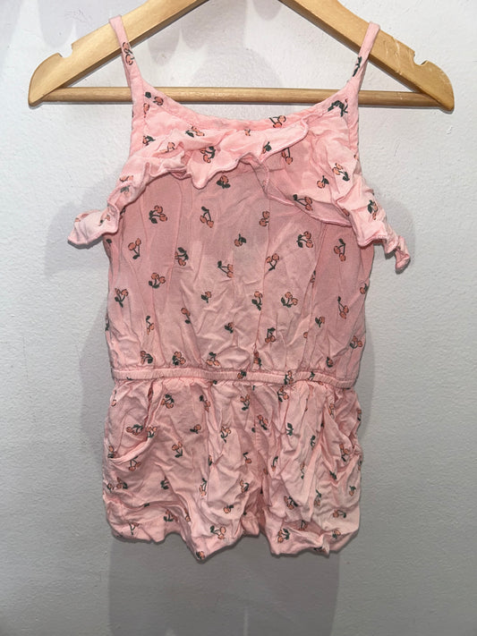 Cherries pink shorty romper 12-18m