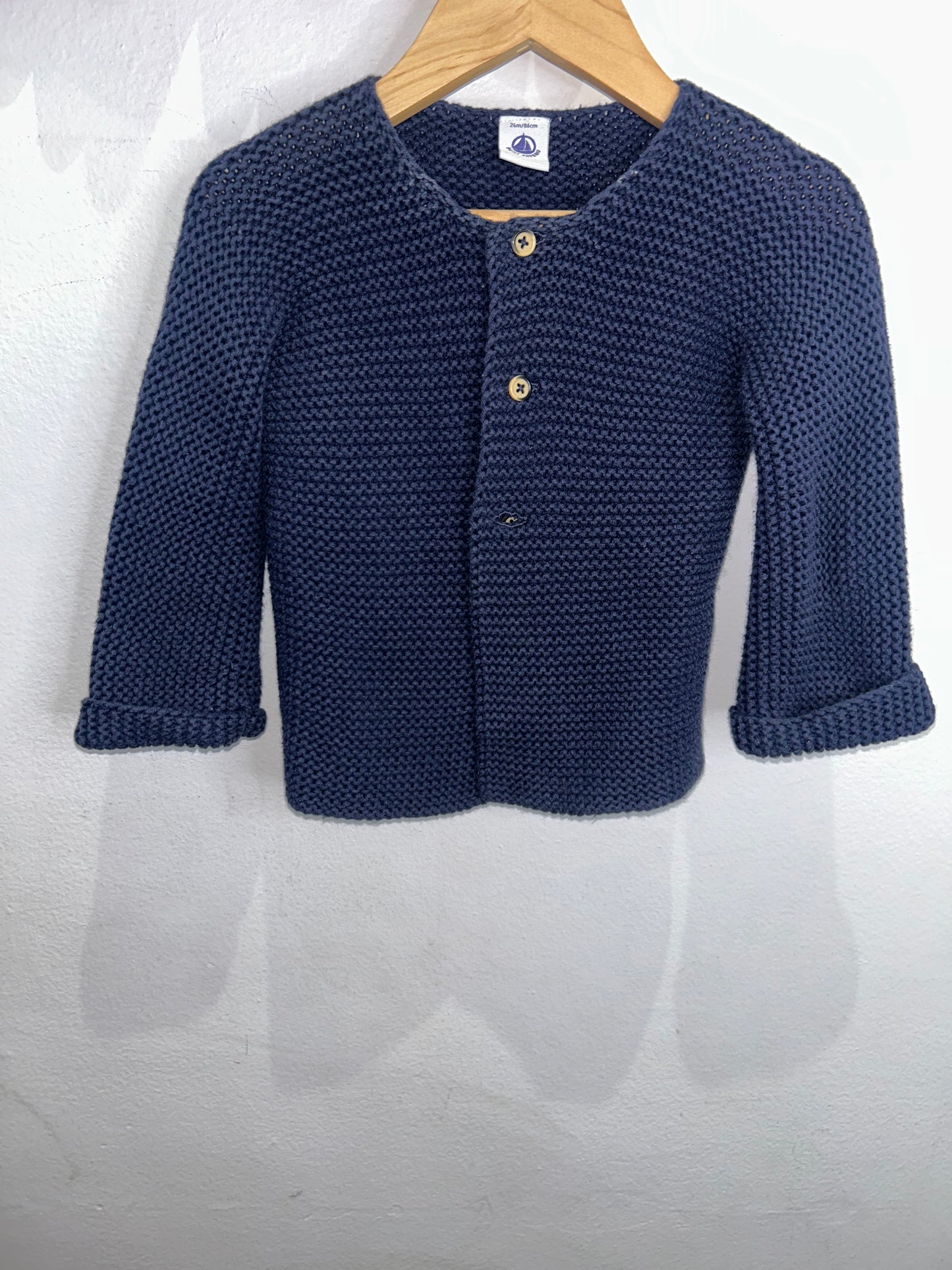 Petit Bateau blue square knit sweater 24m