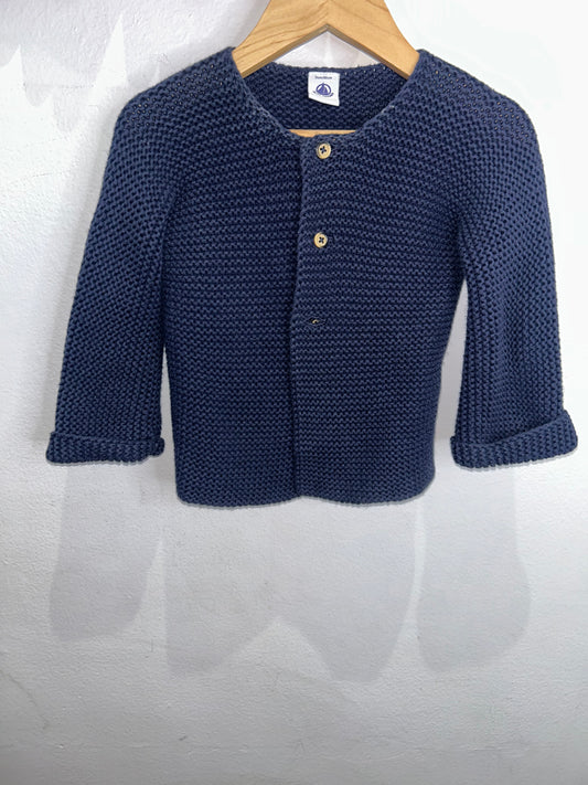 Petit Bateau blue square knit sweater 24m