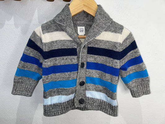 Bluestripe collared cardigan 6-12m