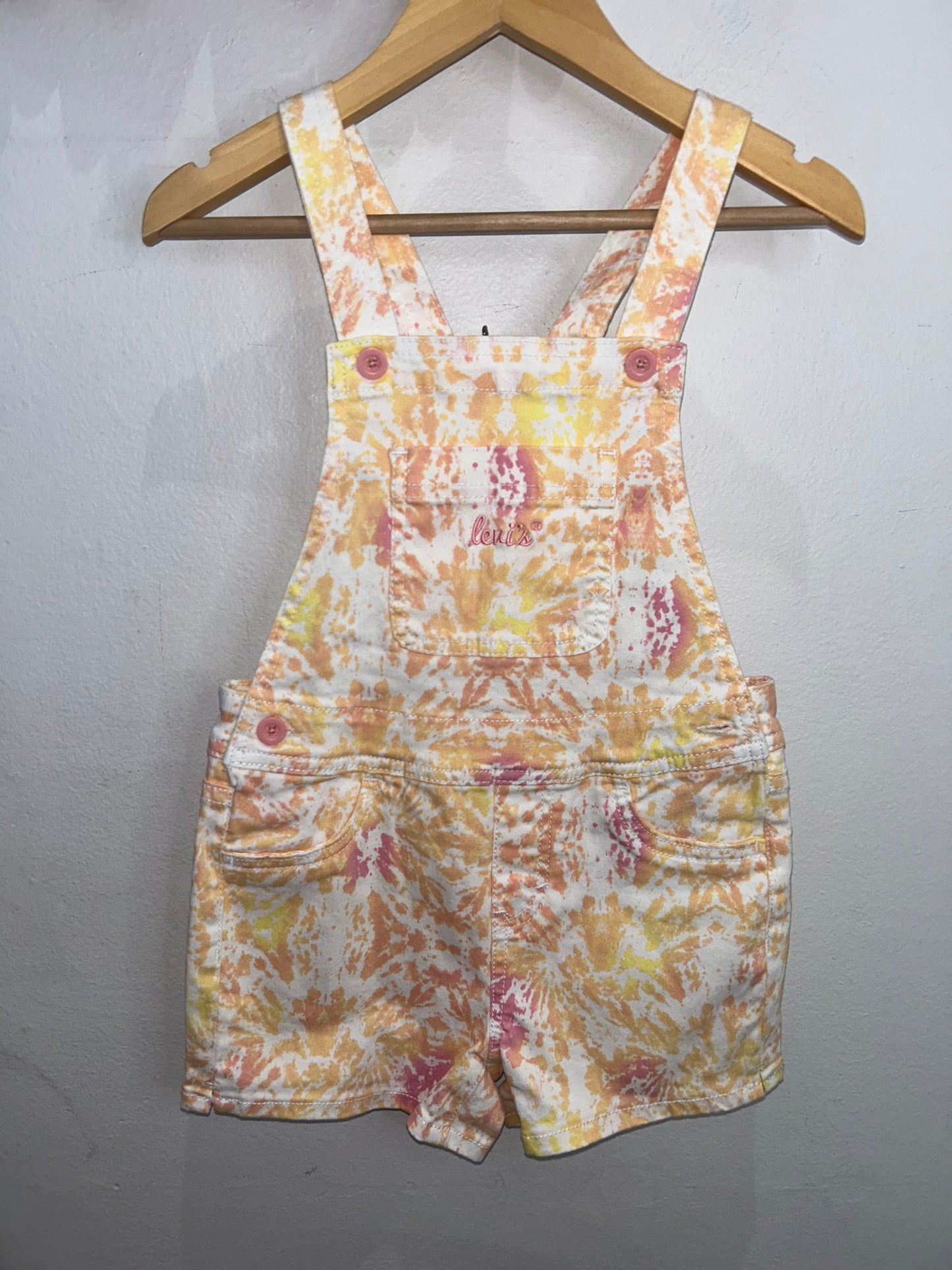 Peach tie dye shorty romper 6y