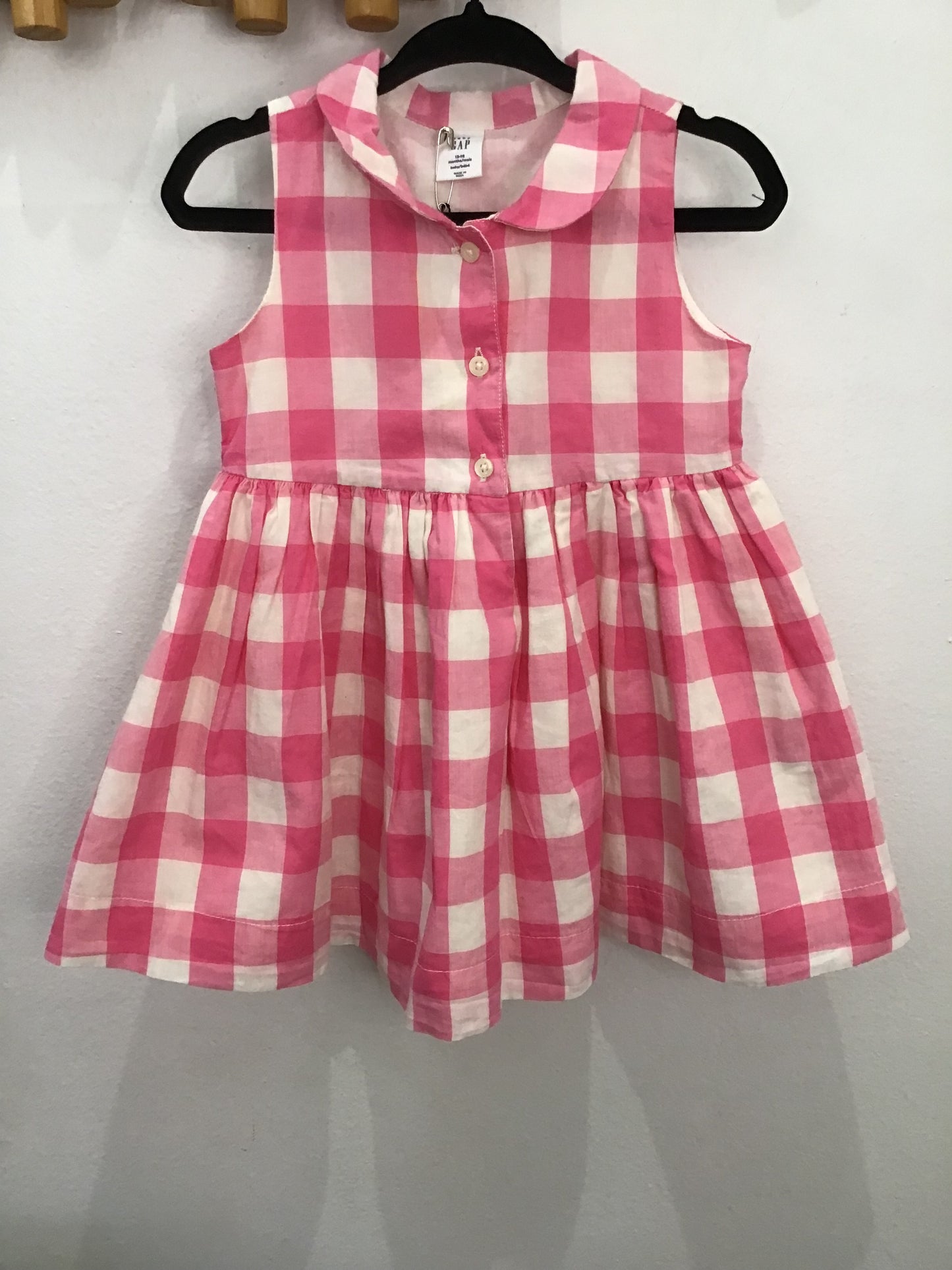 Dress pink gingham 12-18m