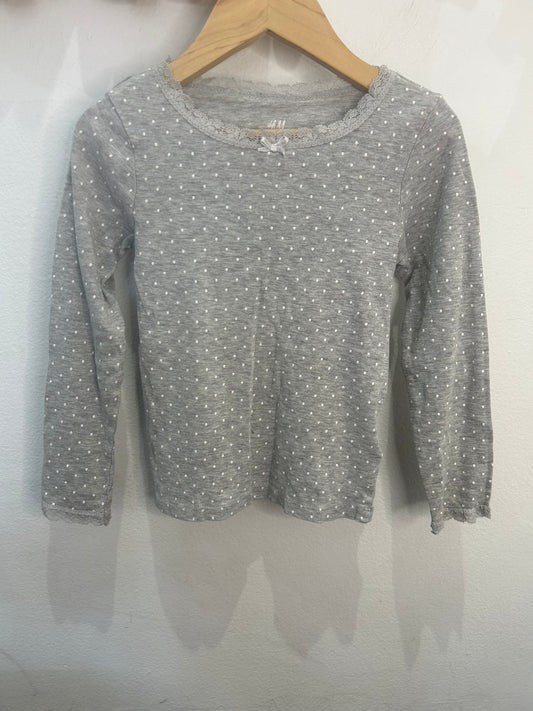 Lace neck grey longsleeve 4-6y