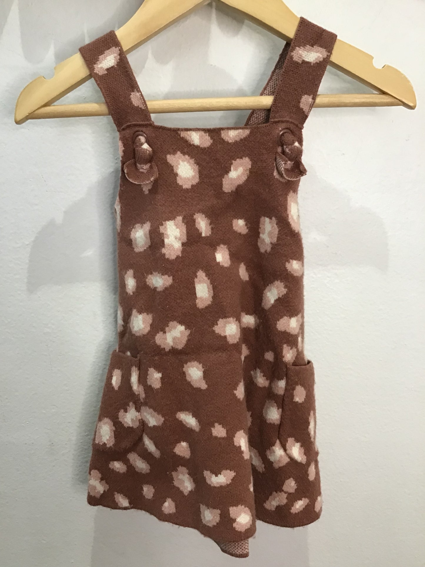 Mauve print sweater romper 6-9m