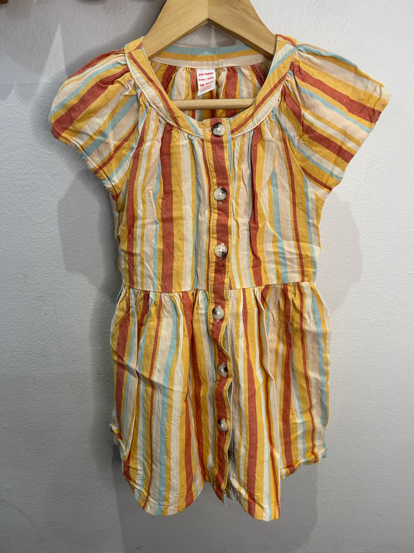 Striped linen blend dress 18-24m