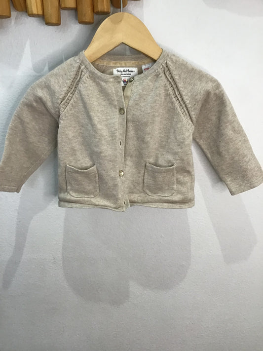 Beige knit cardigan fancy 6-9m