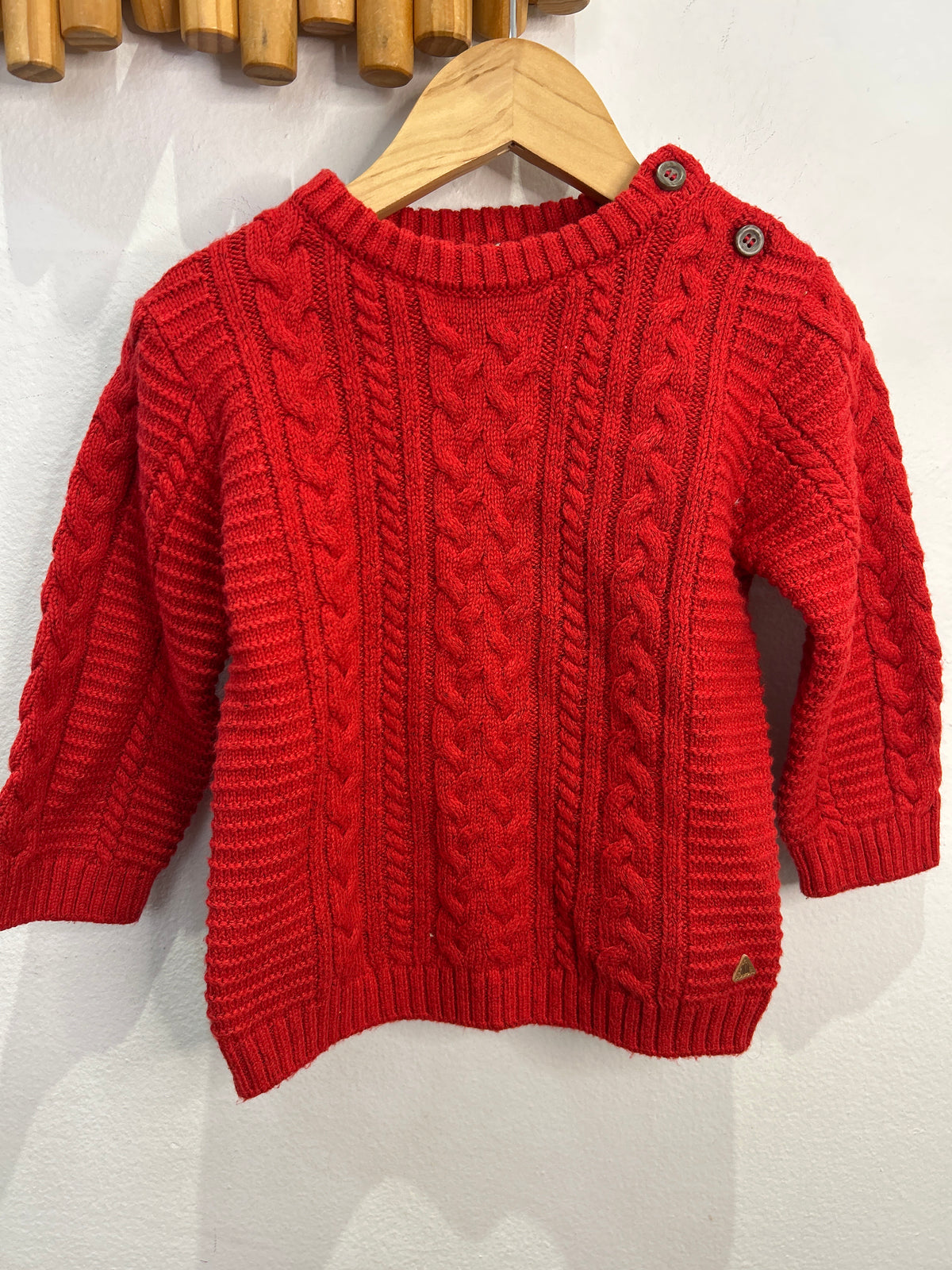 Red cable knit sweater 18-24m