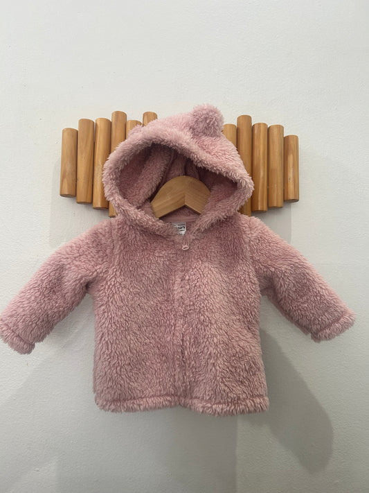 Pink furry sweatshirt 0-3m