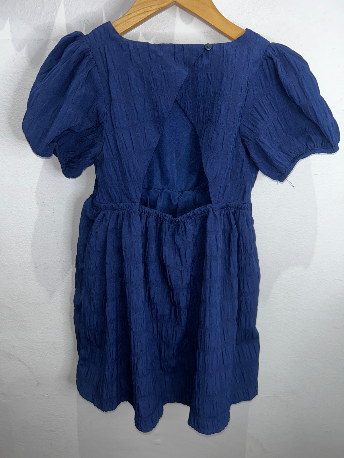 Navy textured fancy dress 4-5y