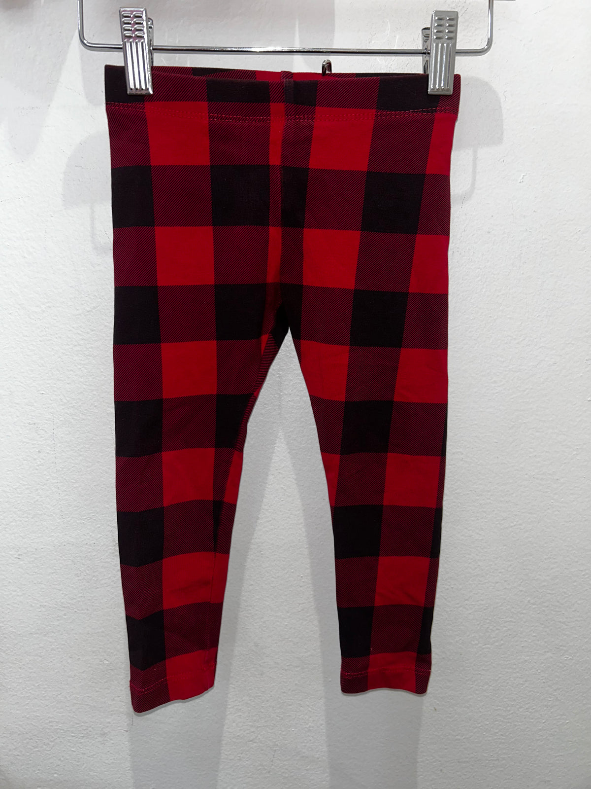 Red checkered leggings 2y