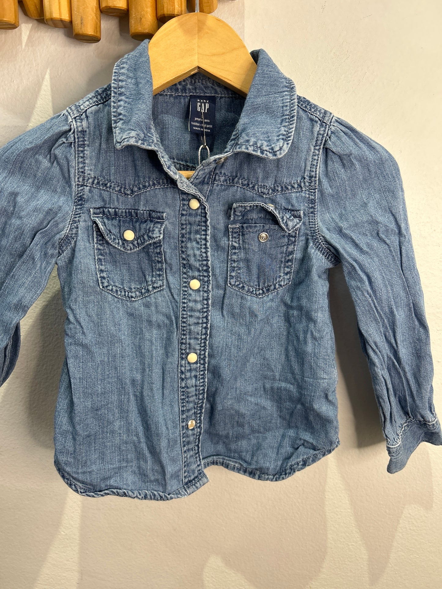 Pearl buttons denim shirt 3y
