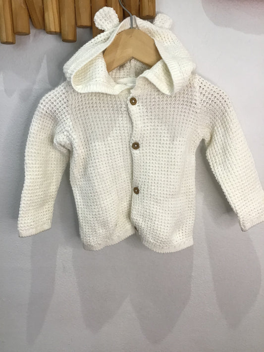 Garter stitch cream cardigan 9m