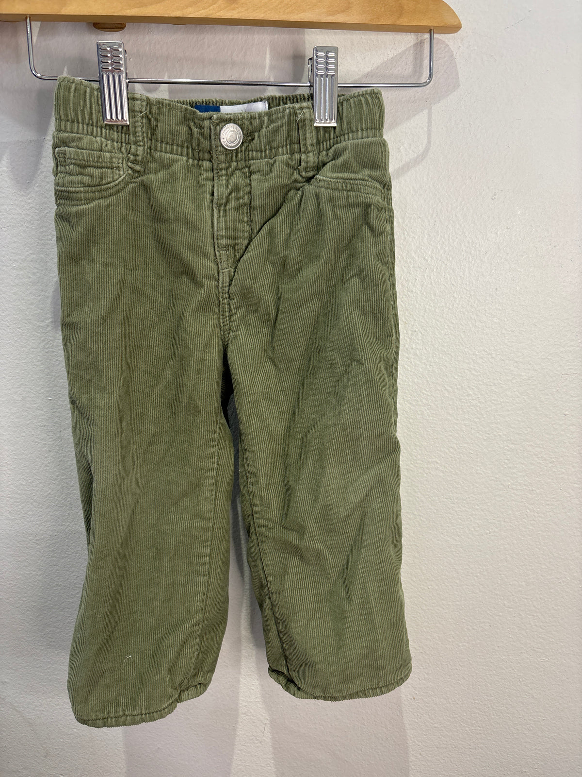 Fleece lined green corduroy pants 18-24m