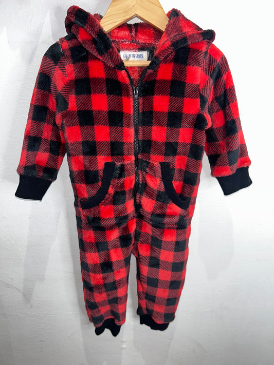 Red checkered fleece bunting 12-18m