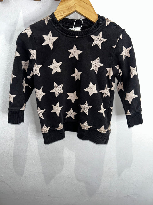 Stars black pullover 12-18m
