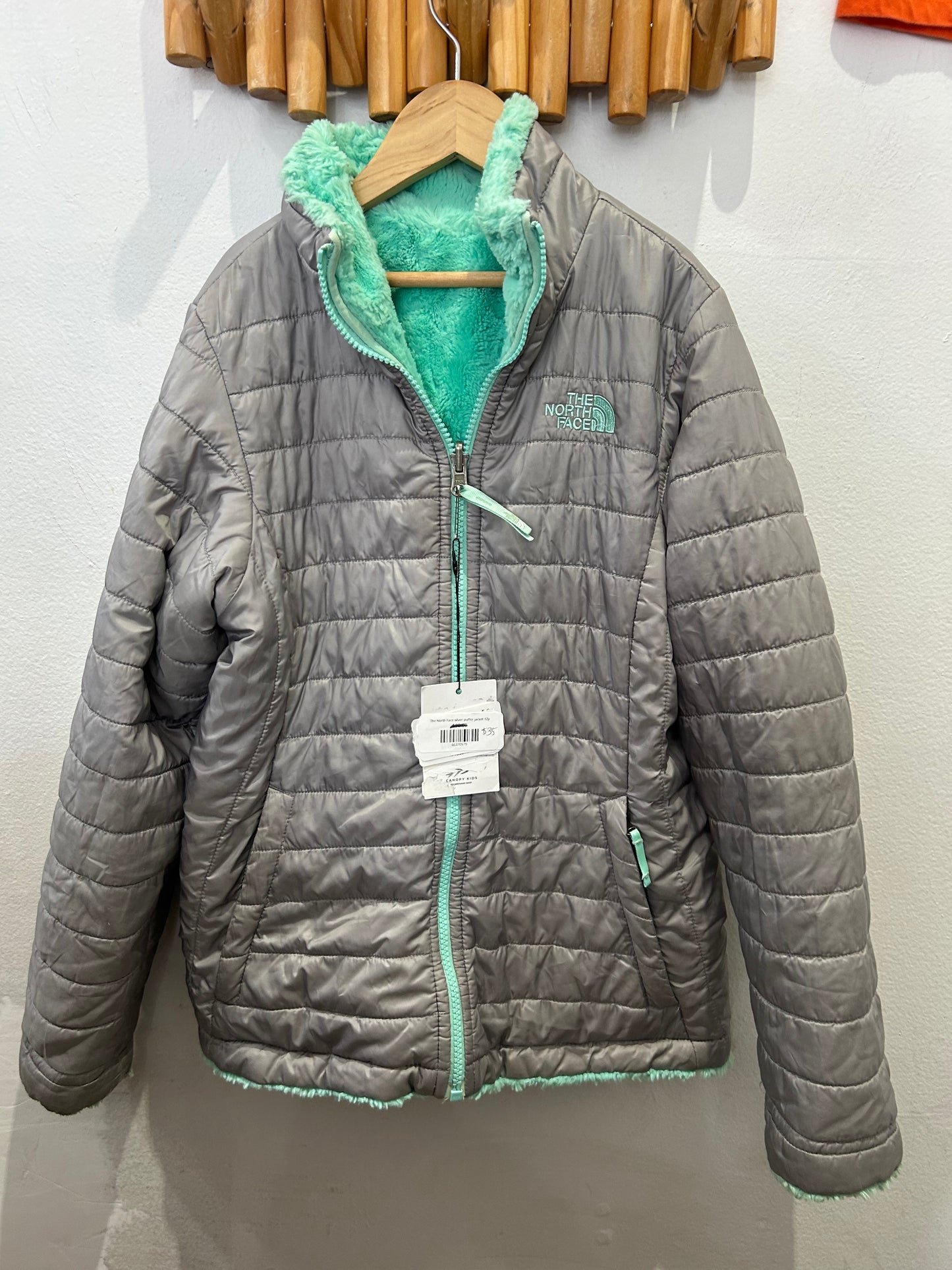 The North Face silver puffer jacket 12y