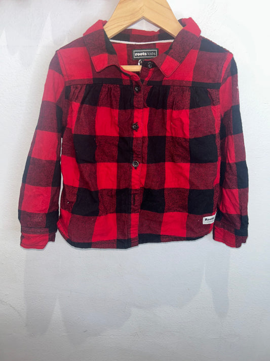 Roots flannel frilly shirt 4y