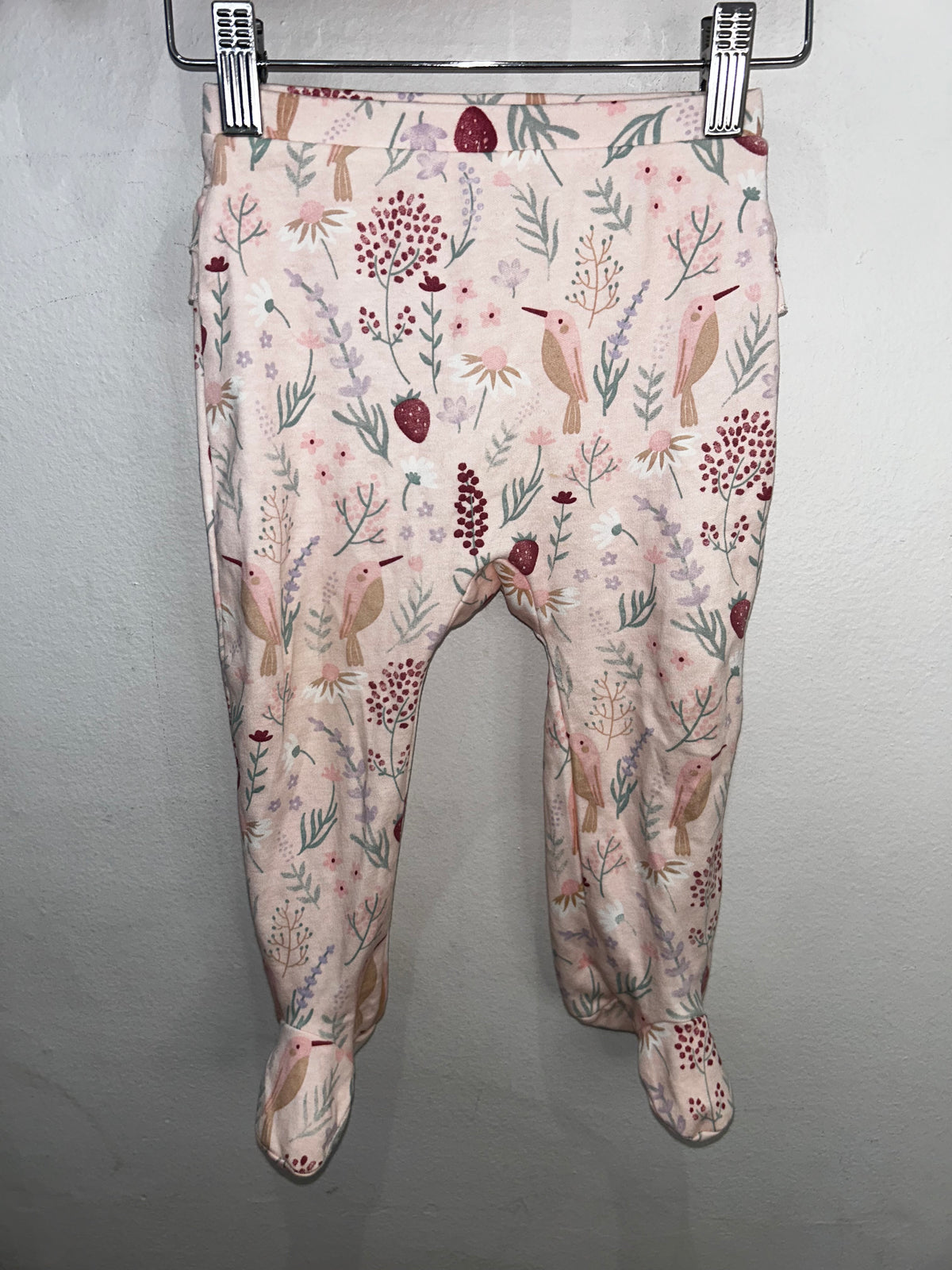 Pink footed forest print pants 12-18m