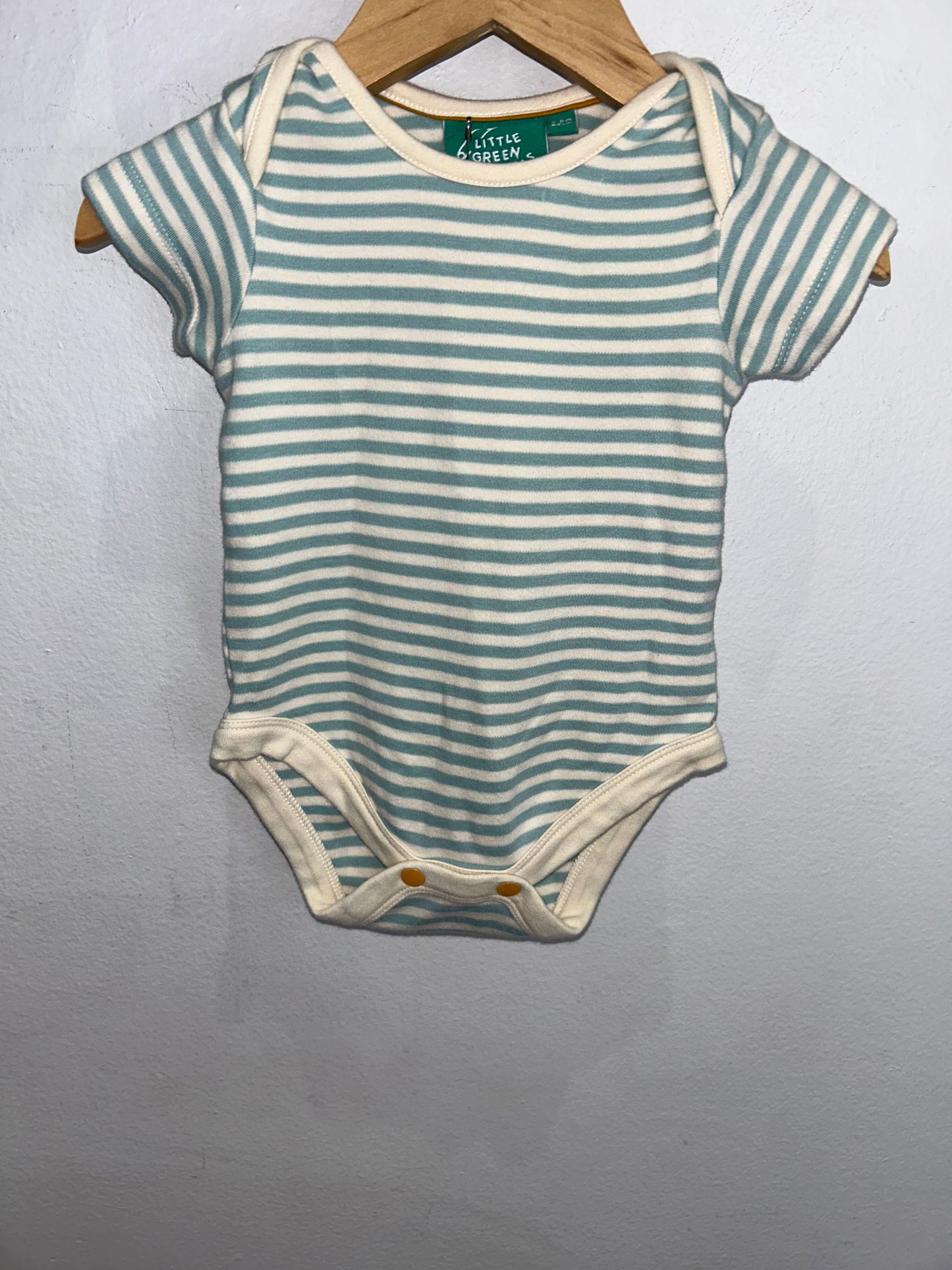 Little Green Radicals stiped onesie 3-6m