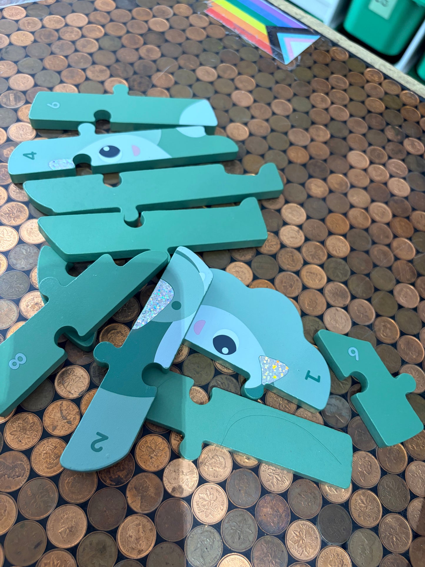 Sparkly triceratops wooden puzzle
