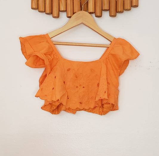 Orange eyelet croptop 9y