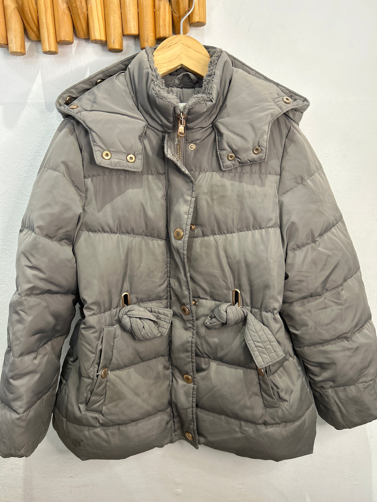 Grey longline puffer jacket 10y*