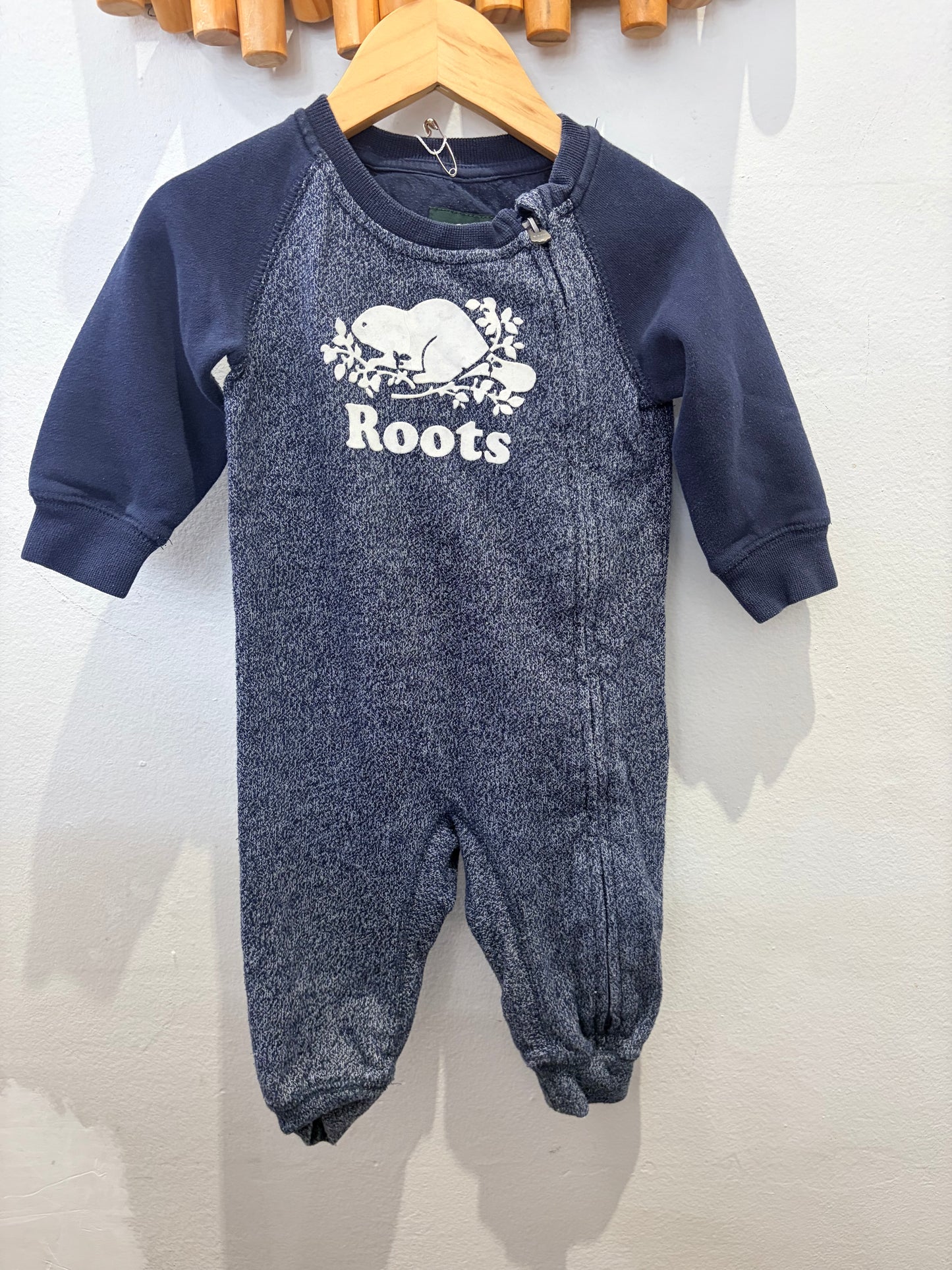 Roots blue romper 6-12m