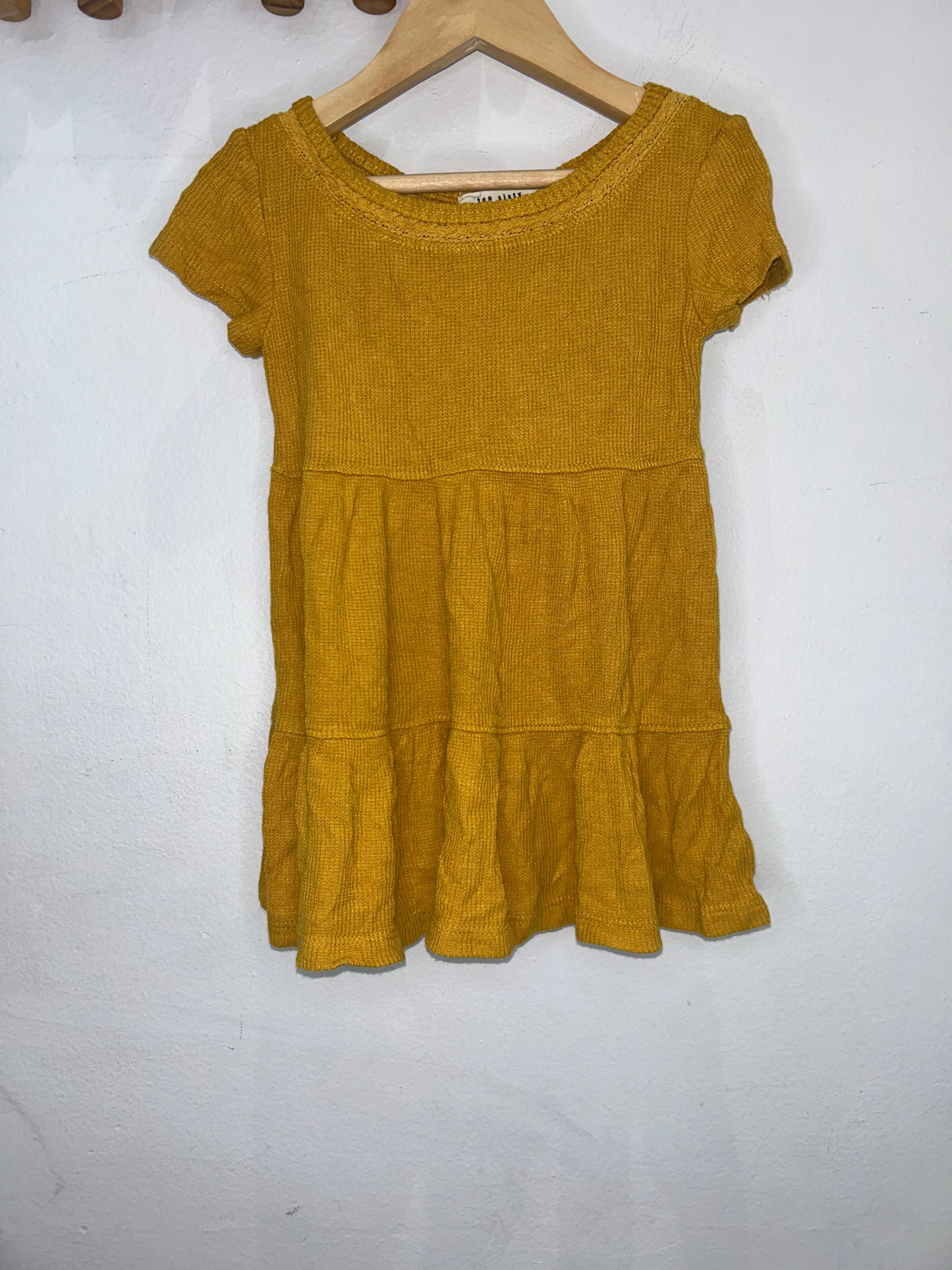 Mustard waffle dress 2y
