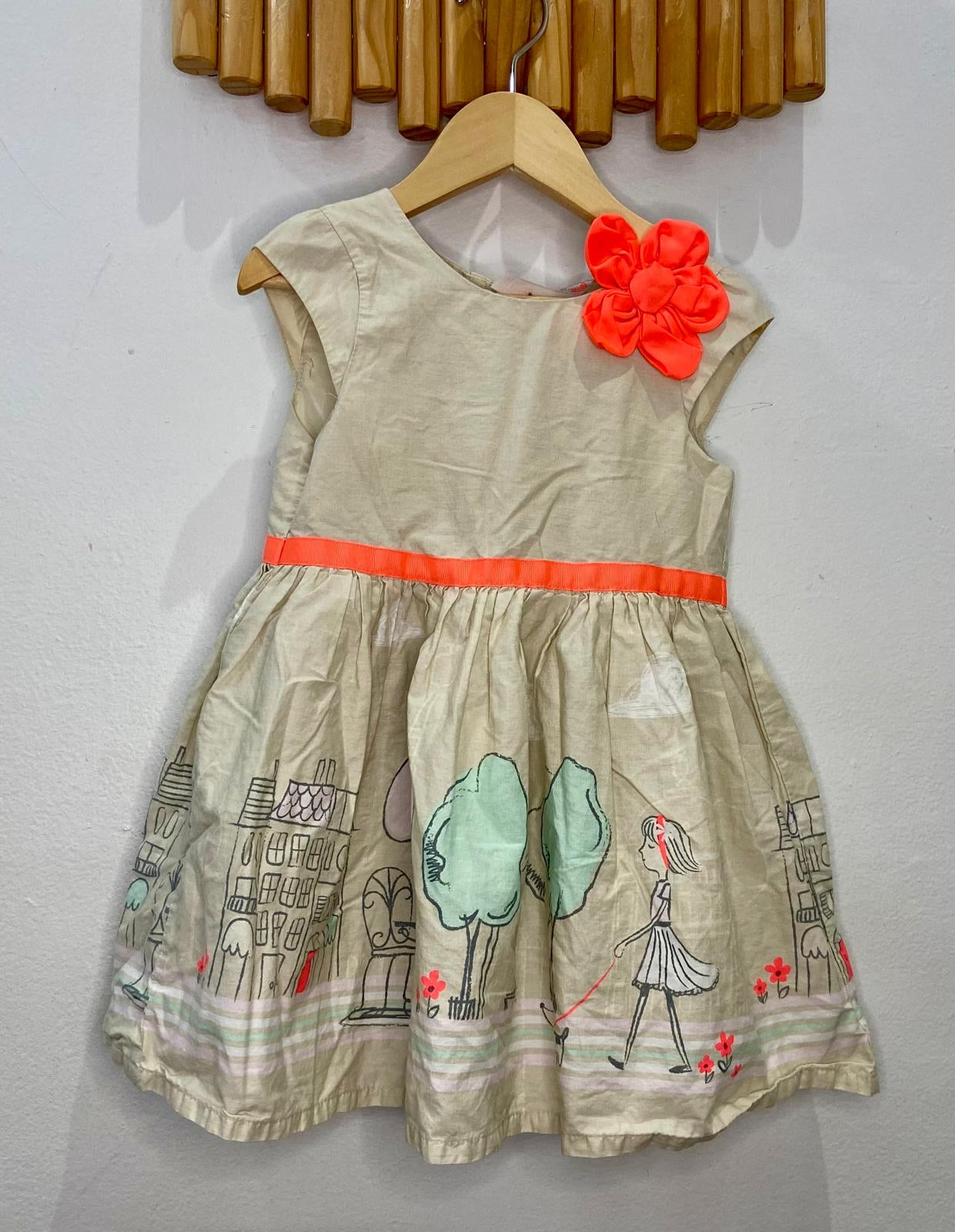 City drawing puffy dress 3y