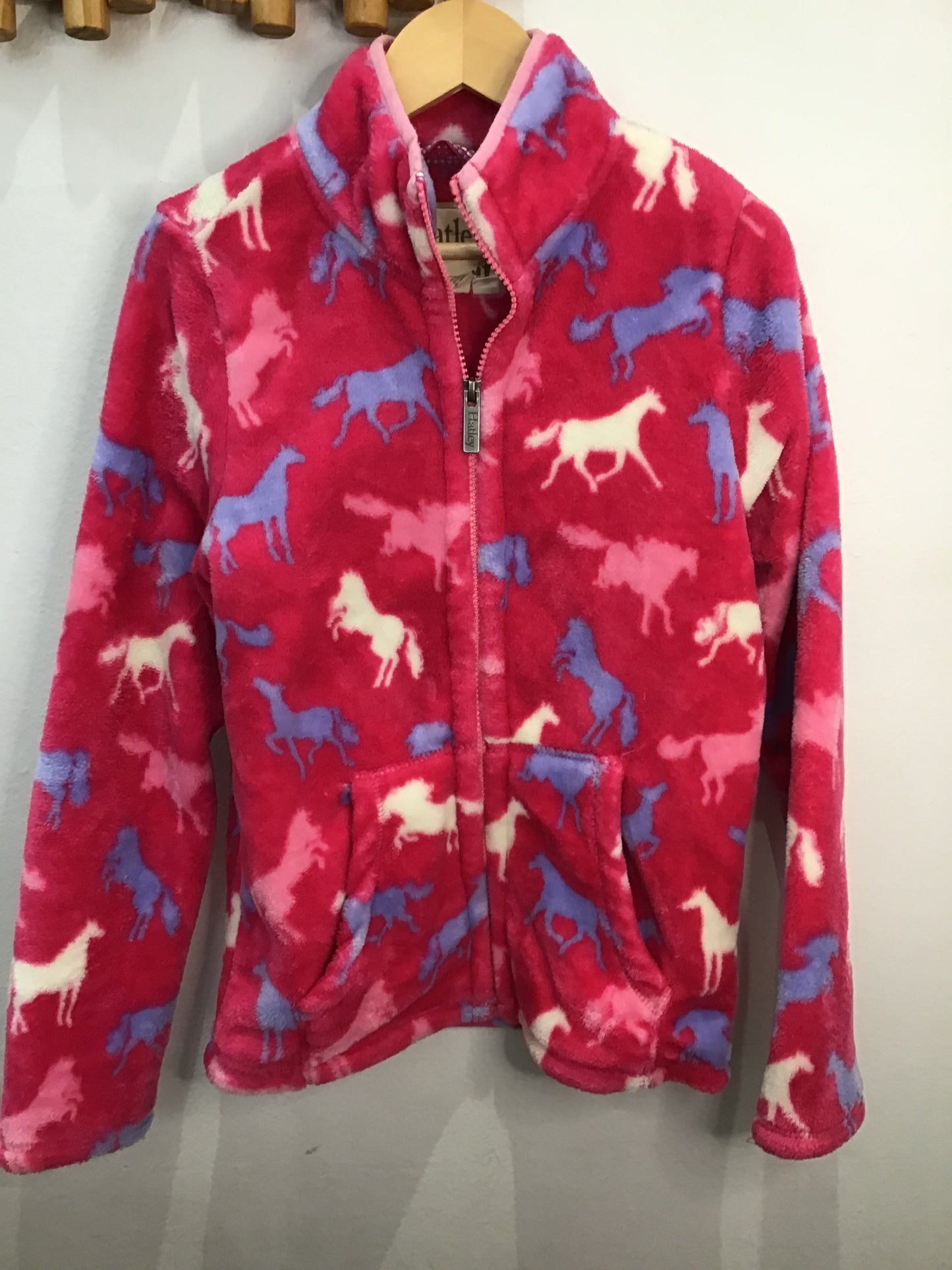 Hatley fleecy pink zip-up 8y