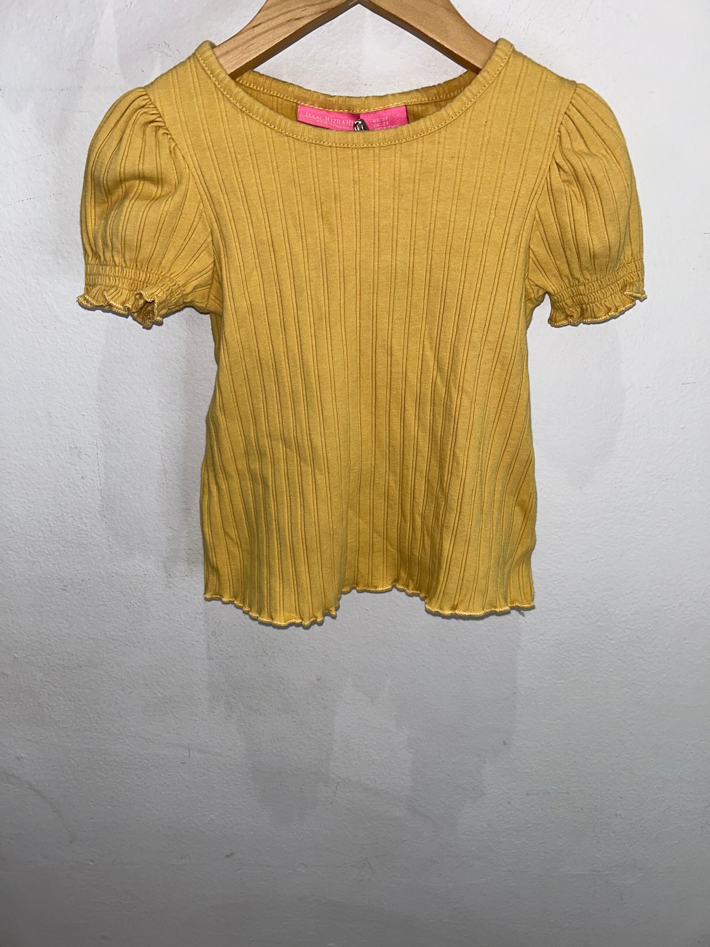 Yellow ribbed tee 2y