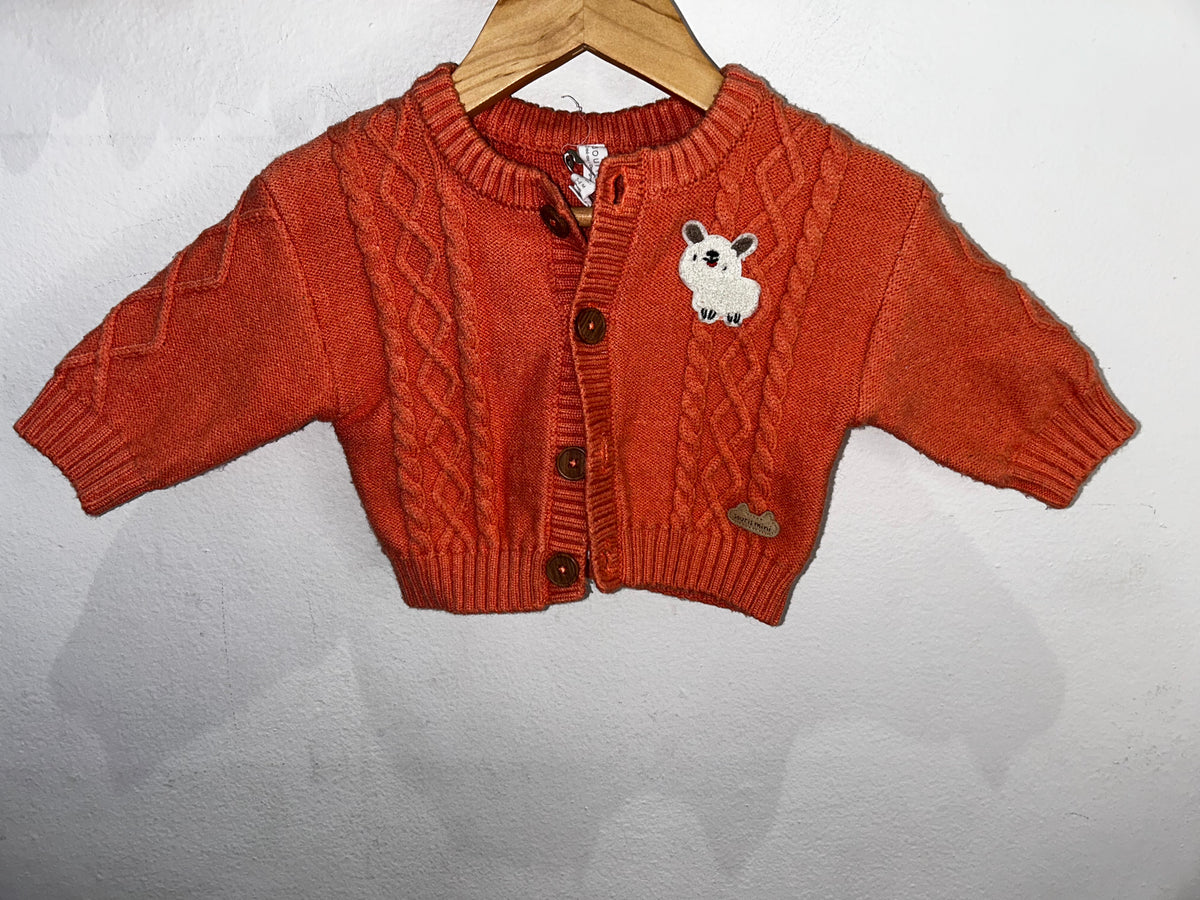 Peach sheep cardigan 3-6m