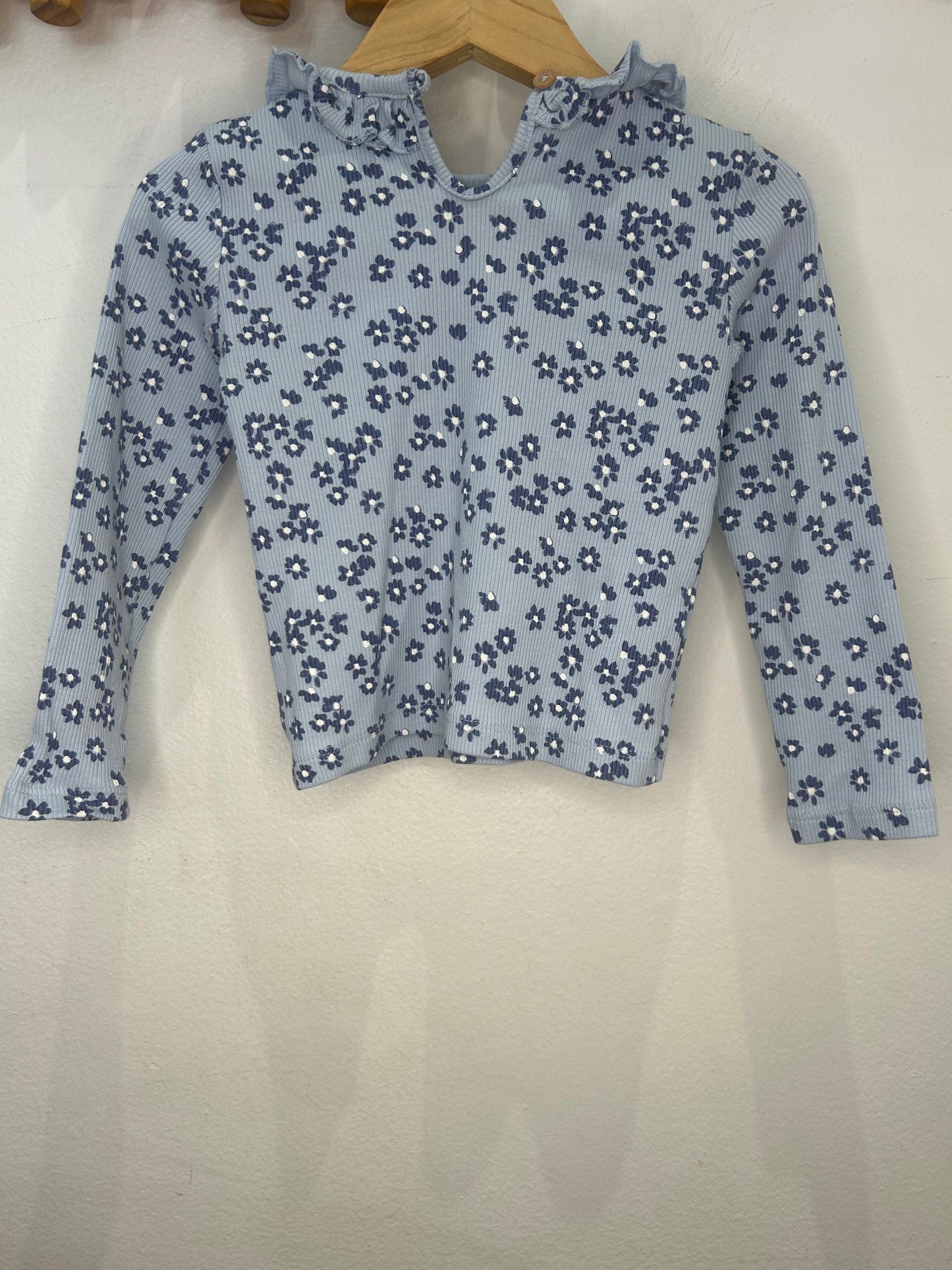 Blue floral waffle longsleeve 2y
