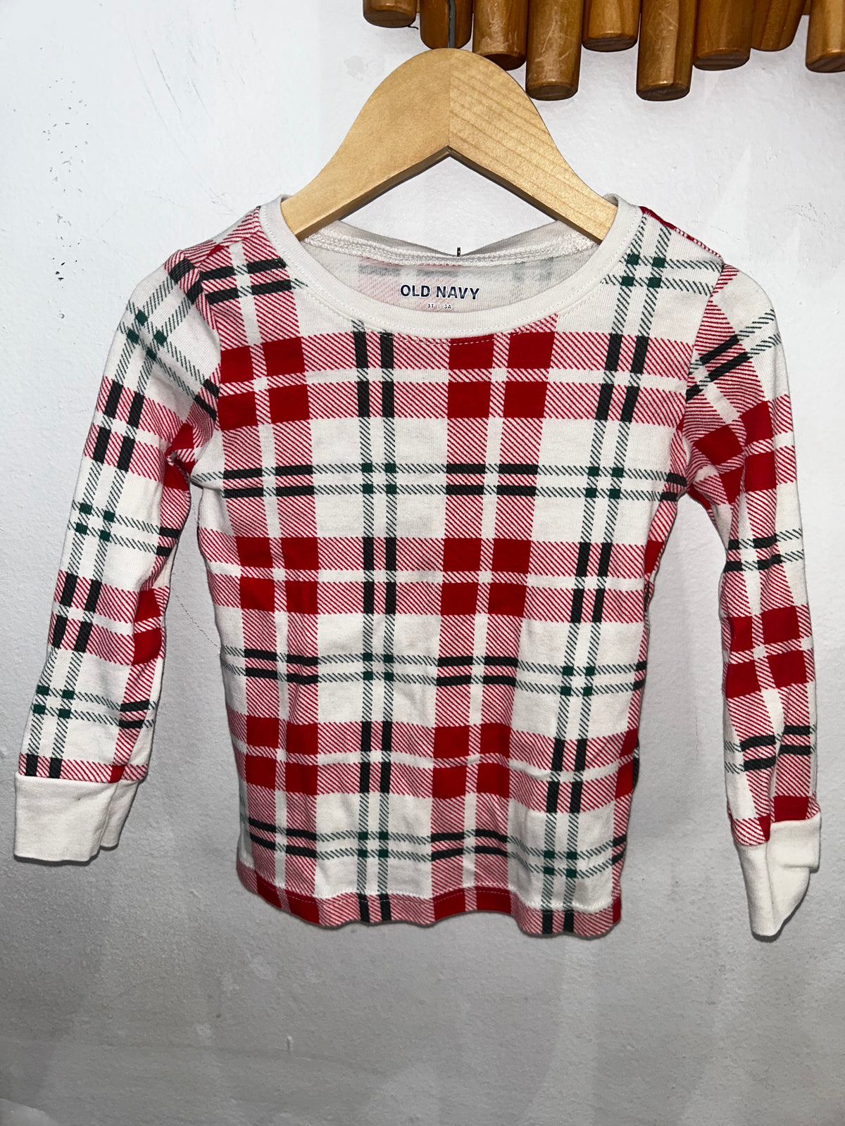 Red and green checkered pyjamas 3y