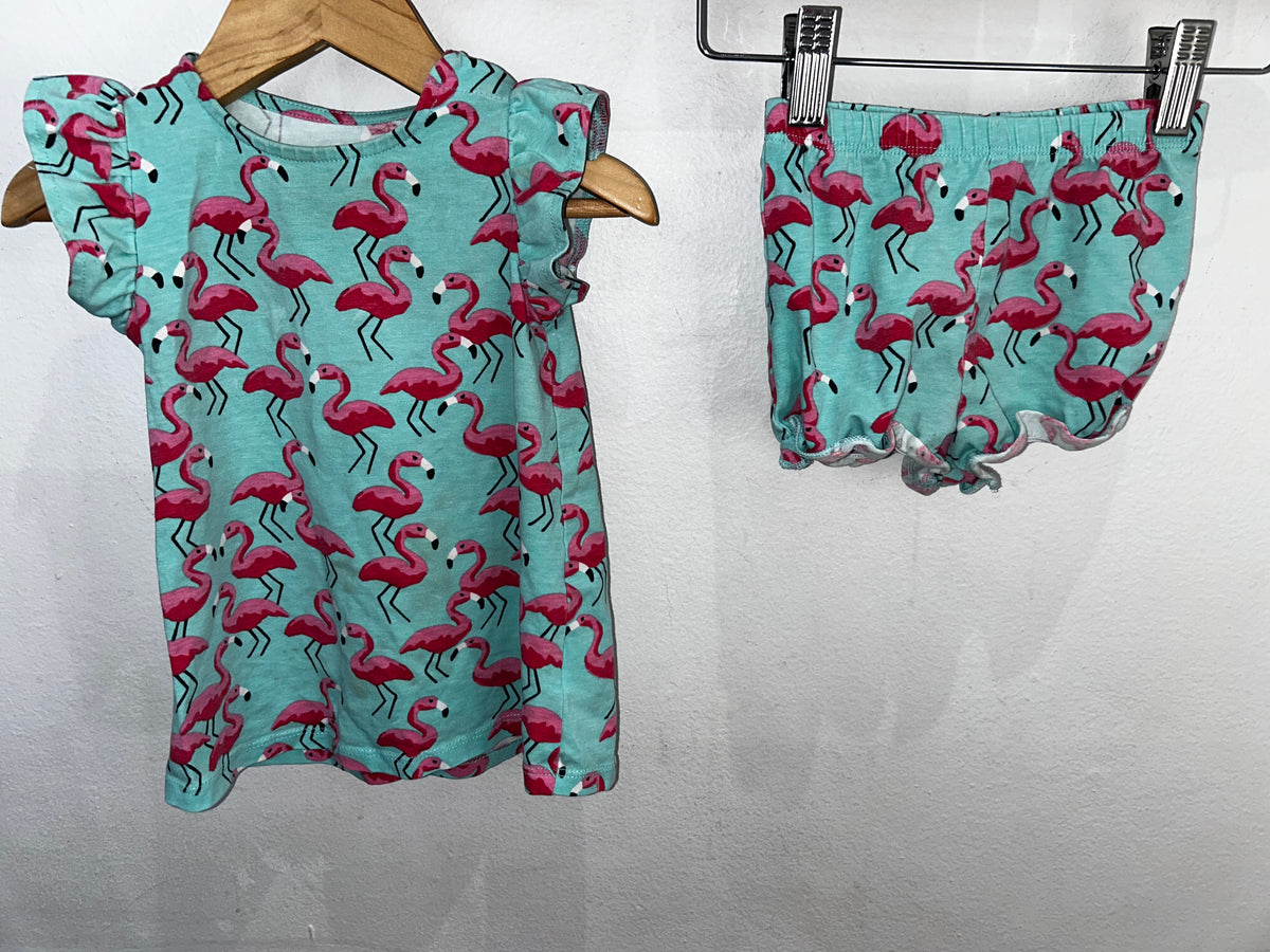 Teal flamingo dress 9m