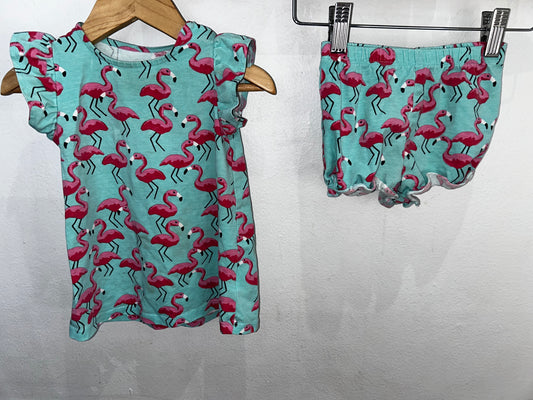 Teal flamingo dress 9m
