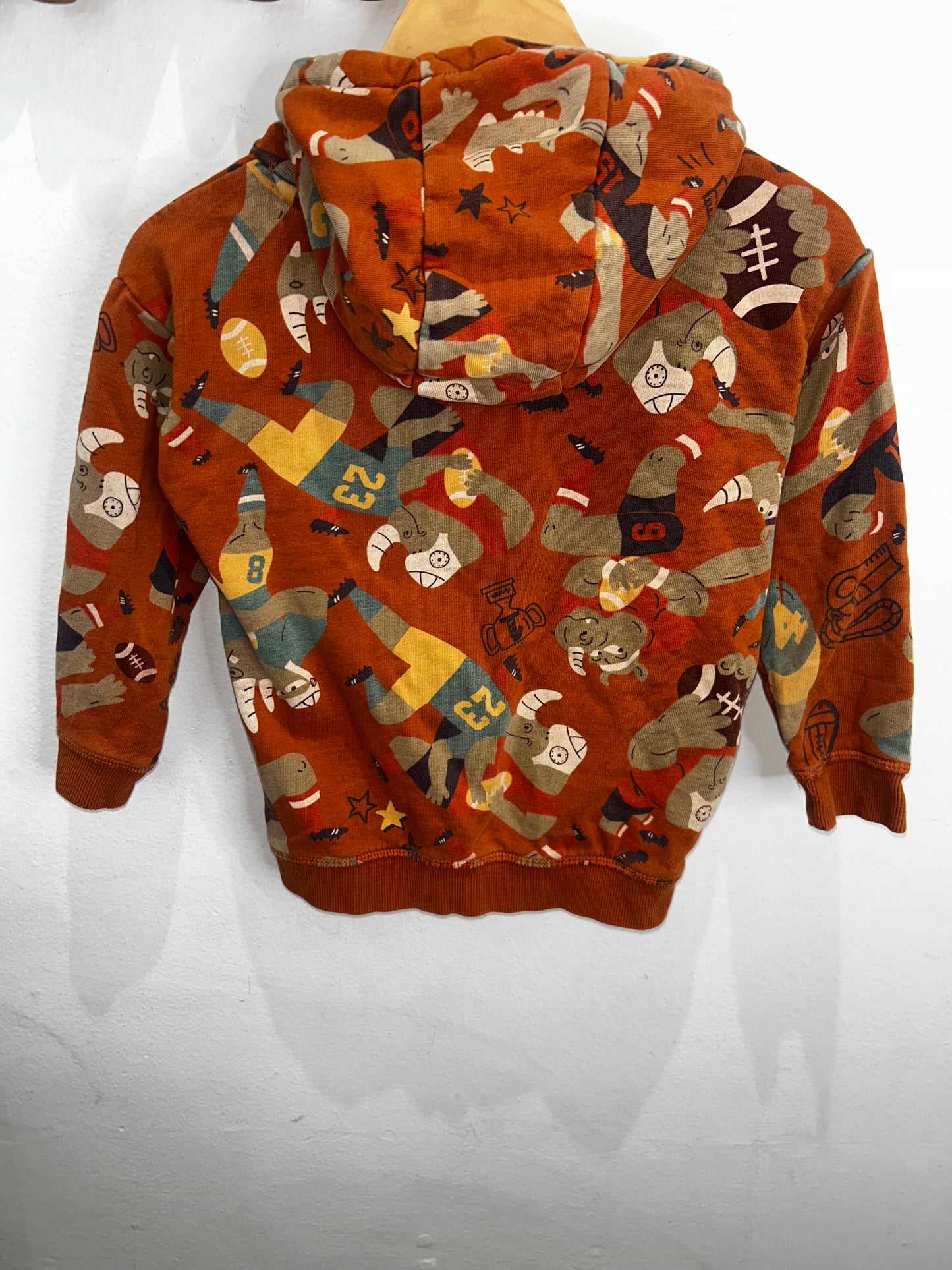Football rhino hoodie 5y