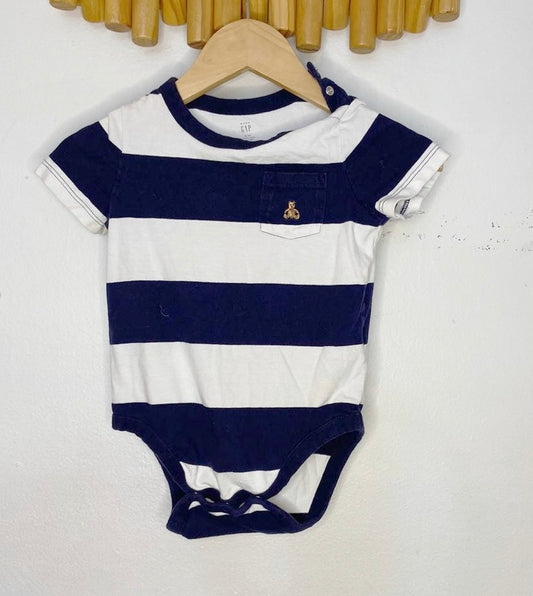 Navy thick stripe onesie 18-24m