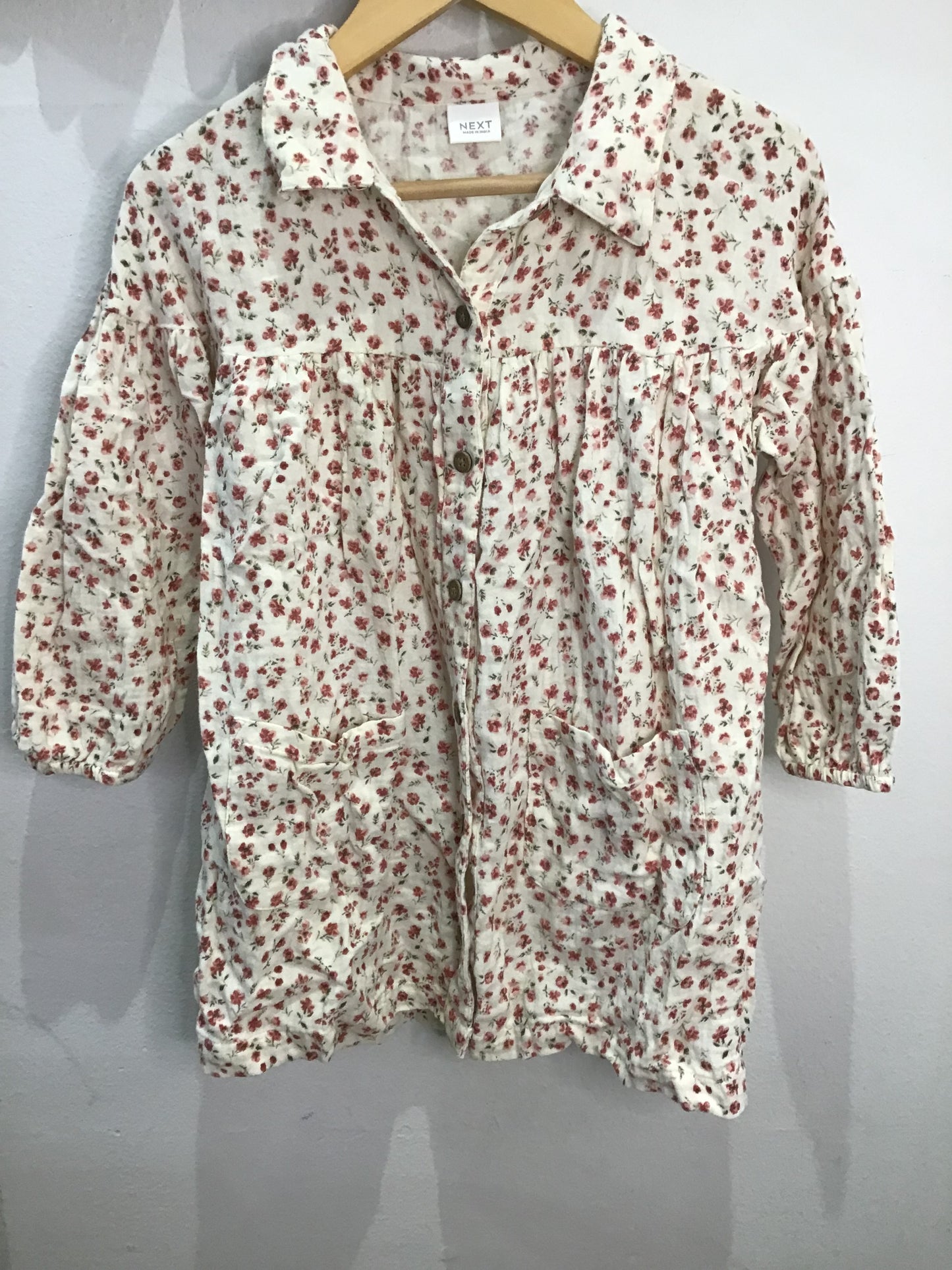 Pink floral collared dress 4-5y