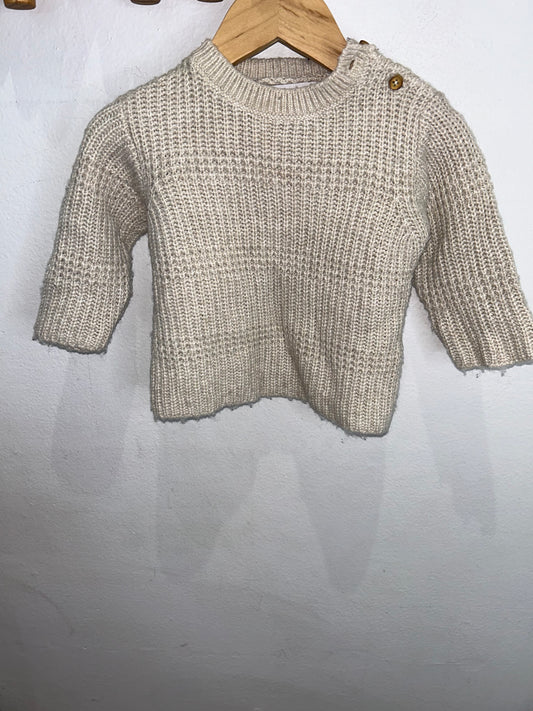 Square light cream sweater 6-9m