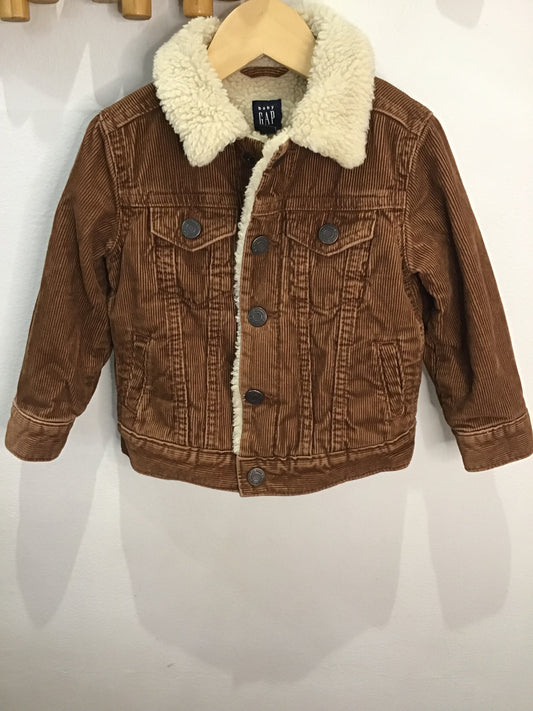 Brown furry-lined cord jacket 18-24m