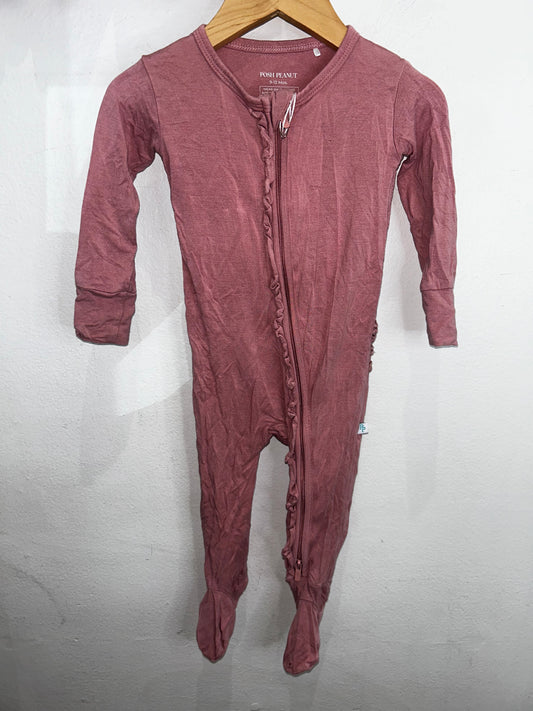 Posh Peanut pink frilly sleeper 9-12m