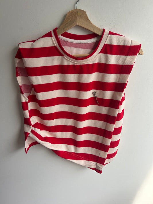 Red stripe boxy vest XS/S