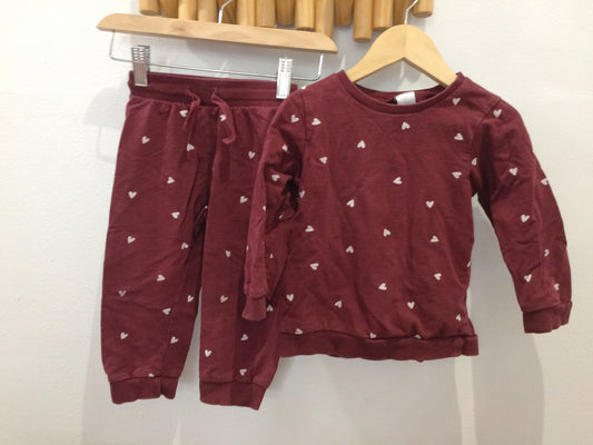 Maroon hearts jogger set 18-24m