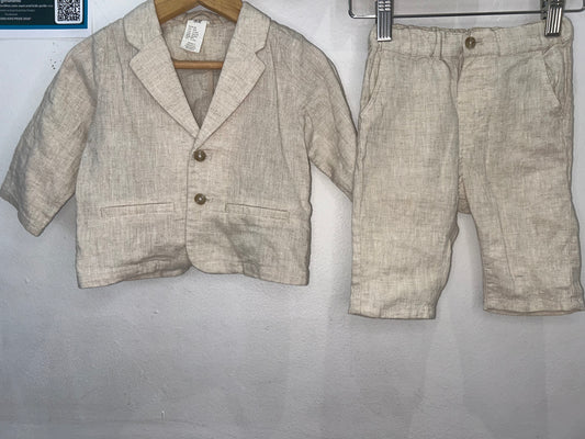 Linen  suit set 4-6m