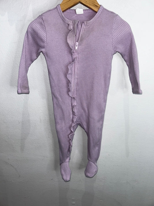 Pruple frilly sleeper 6m
