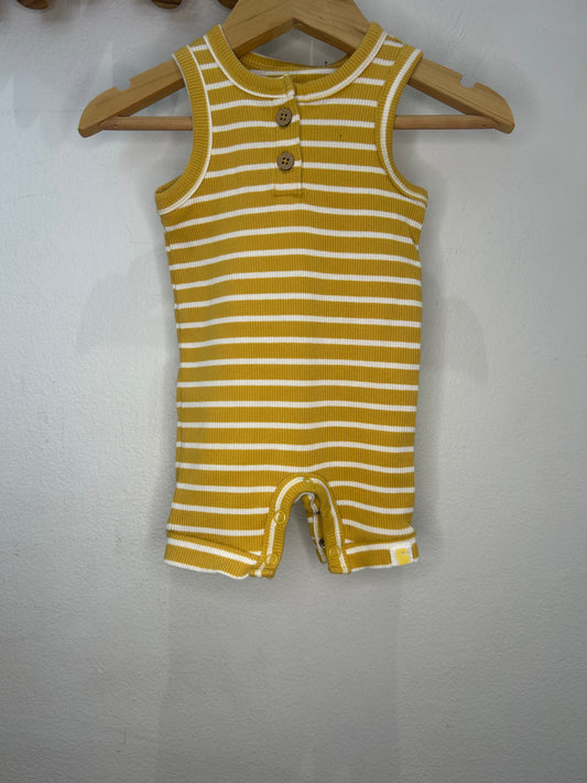 Yellow stripes shorty romper 0-3m