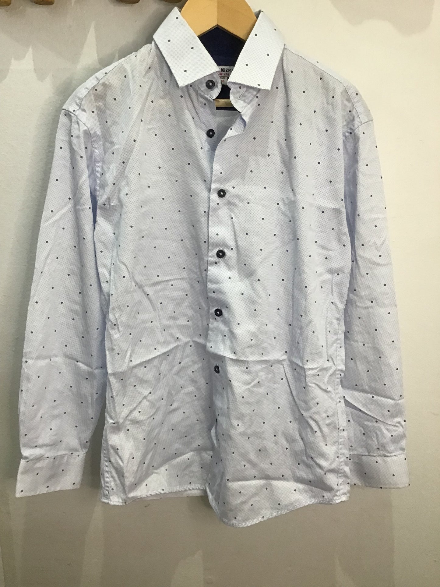 Blue dots dress shirt 12y